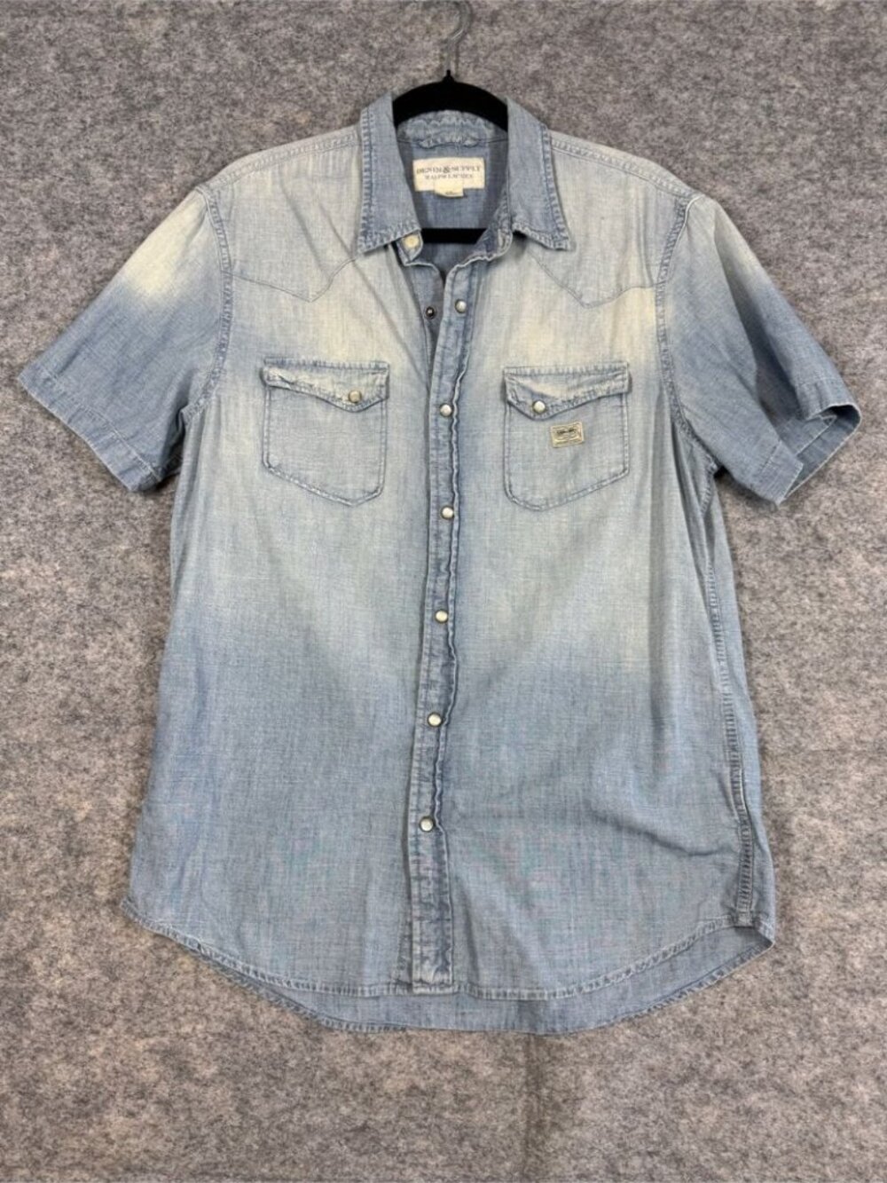 Denim & Supply Ralph Lauren Chambray Shirt Blue M Western Pearl Snap Casual - Picture 2 of 13